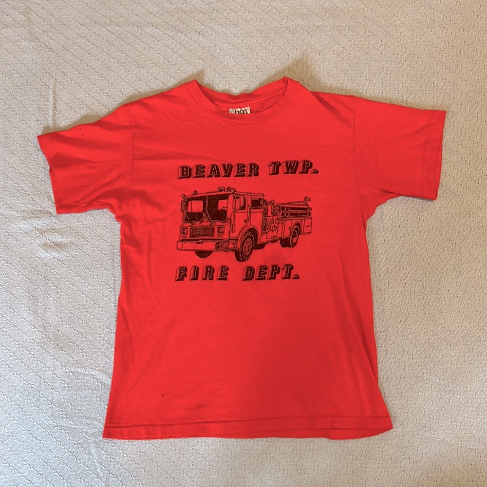 Vintage Beaver Fire Department Shirt Made in USA Single Stitch Retro Hanes Tag